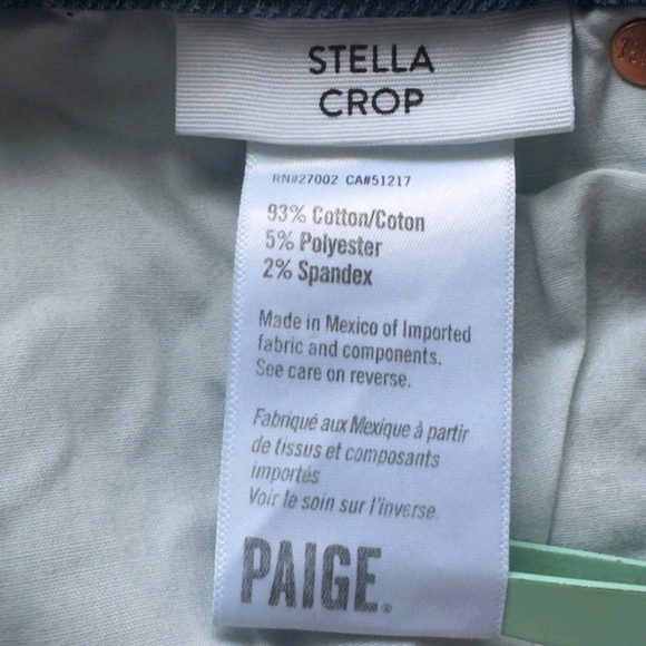 PAIGE STELLA CROP High Rise Modern Straight Jeans Ceylon Destructed Size 27 - Picture 10 of 10